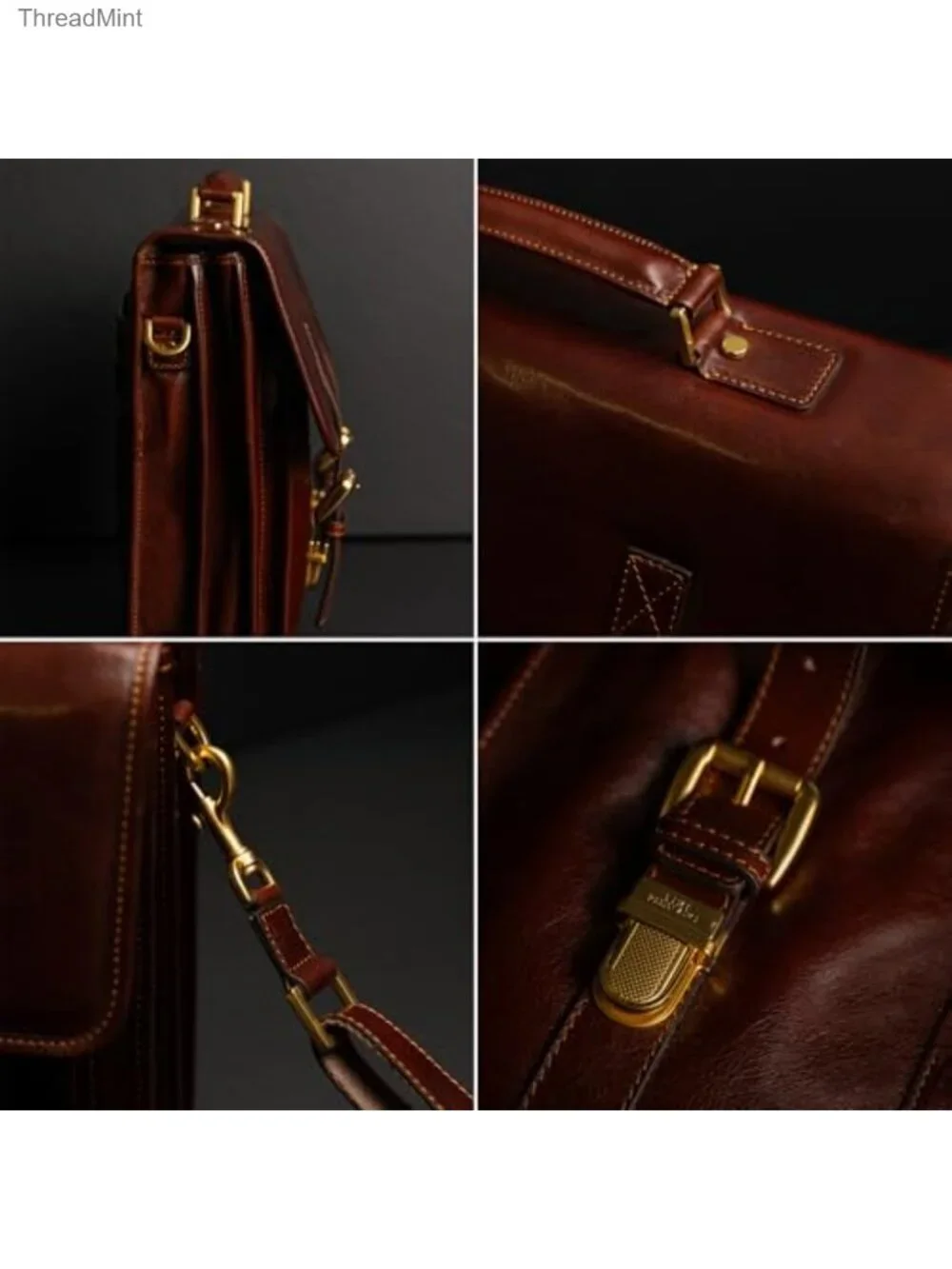 Handcrafted Italy Full Grain Leather Briefcase Laptop Bag Messenger